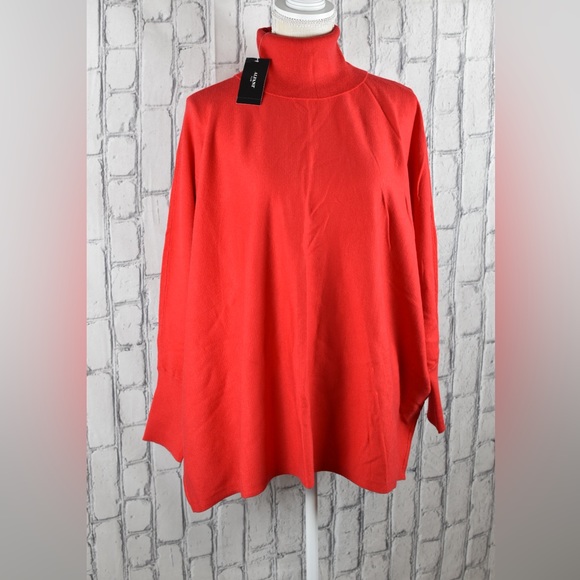 WOMENS PLUS size 2X SOLID RED KNIT SWEATER TOP runs OVERSIZED TURTLENECK ALFANI - Picture 1 of 5